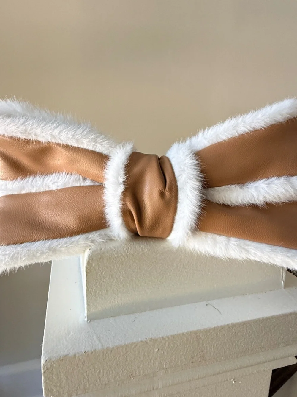 NWT Anthropologie Tan Faux Leather Bow Barrette